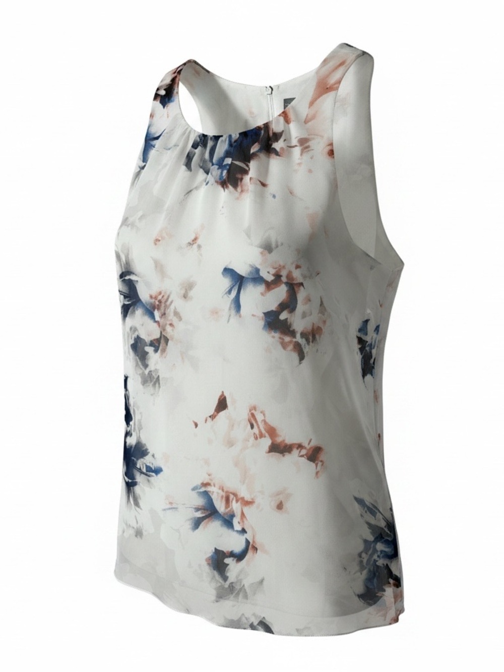 Vince Camuto White Floral Watercolor Sleeveless Shell